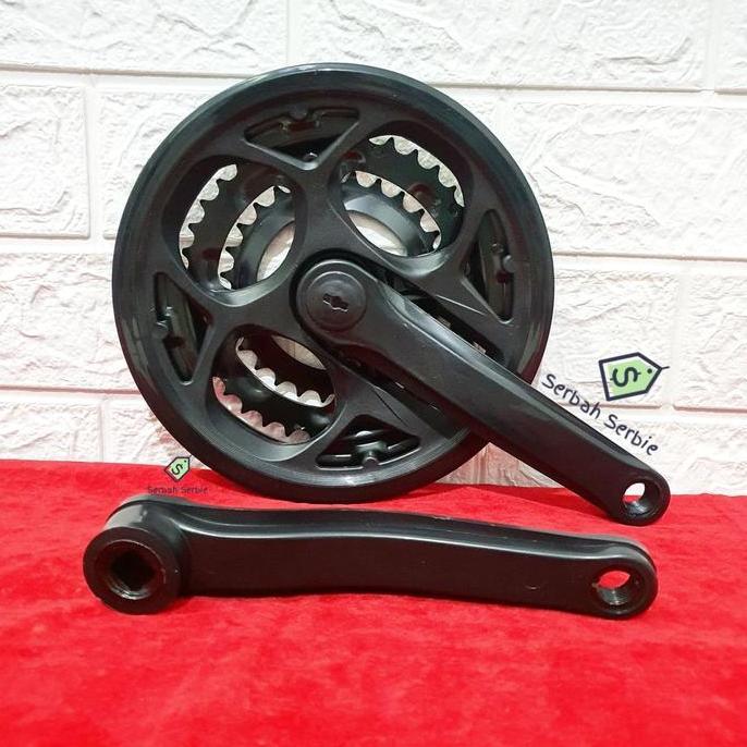 Ready GEAR GIR CRANK DEPAN TENGAH SEPEDA MULTI SPEED 3 SUSUN BB KOTAK 3SP MTB HITAM BESI