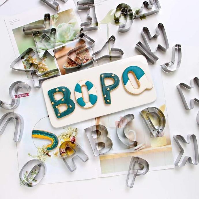 Produk Unggulan] Alphabet Cutter Stainless / Cutter cookies Pudding Fondant Huruf Stainless