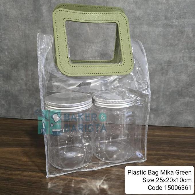 """""] Plastik Bag Mika Green 25x20x10cm plastic bag Hampers Gift toples kue
