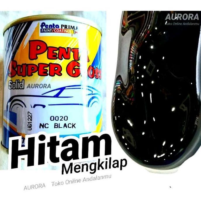 Promo CAT HITAM GLOSSY Penta Super Gloss Seperempat Hitam Solid Penta 200ml Black Hitam Diskon