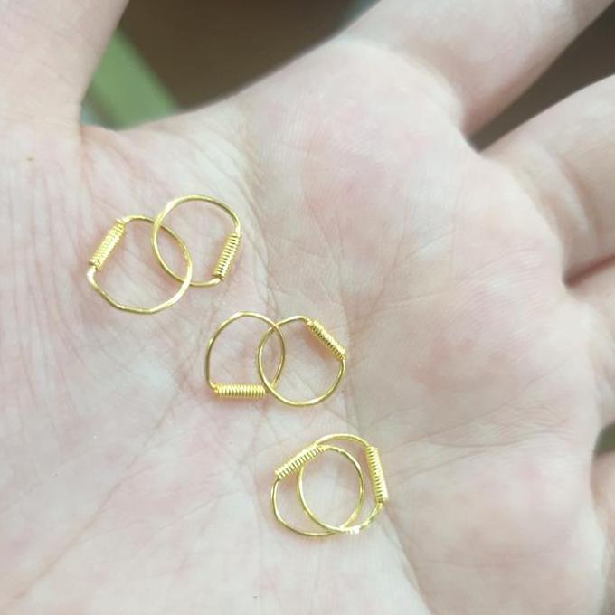 oemahvaksi - anting kenip bayi anak emas asli 95 ,5 gram setengah gr 24k 24 karat