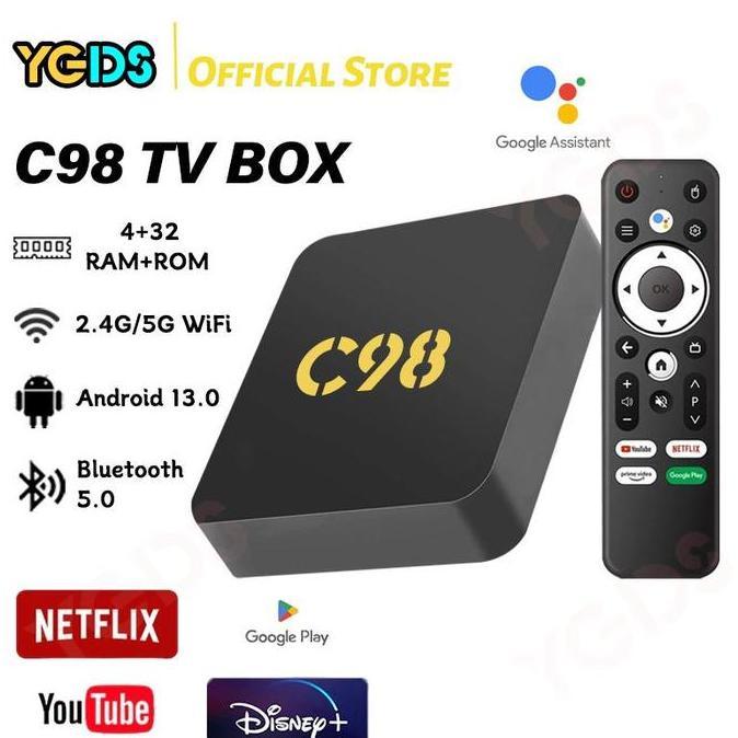 DEAL TERBAIK - YGDS C98 Android Tv Box Android 13.0 OS Ram 4gb Rom 32gb WiFi 5G/2.4G Bluetooth Smart