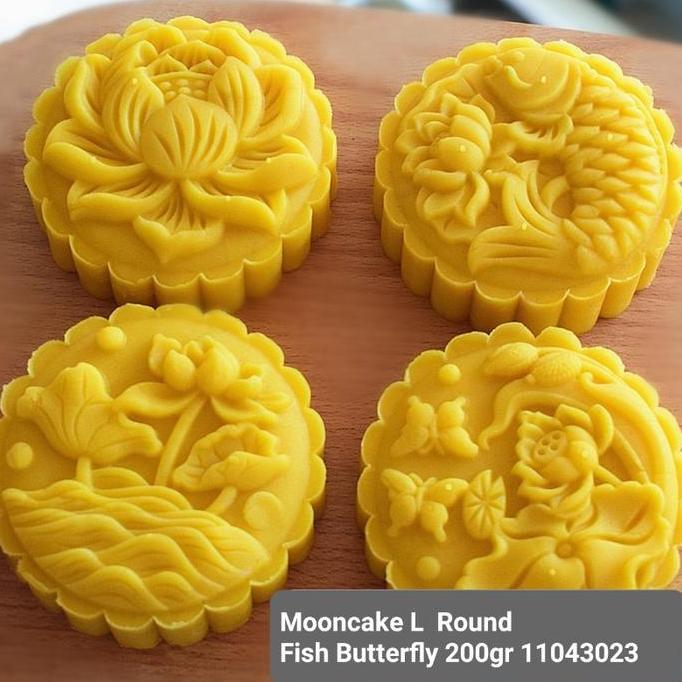 siap kirim] cetakan Mooncake mould L 200g Bulat fish butterfly Round moon cake
