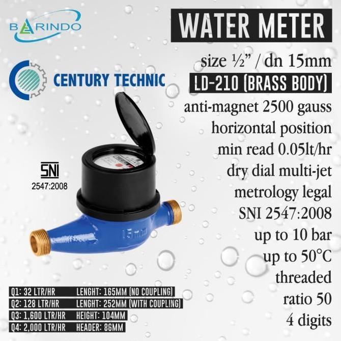 Water Meter / Meter Air Barindo LD210 1/2"