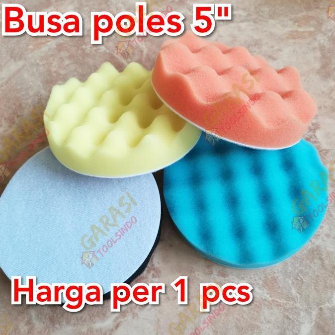 Promo busa poles 5" gelombang spon mesin poles 5 inch sponge velcro Diskon