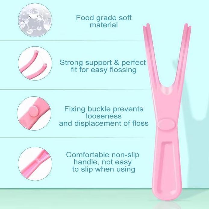 Y Shape Floss Holder Handle Reusable Floss Gigi Bentuk Y Untuk Gigi Belakang Oral Care Kit Dental