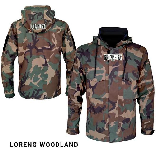 JAKET TACTICAL OUTDOOR LORENG WOODLAND JAKET TAD PARKA ARMY UNIVERSAL HOODIE