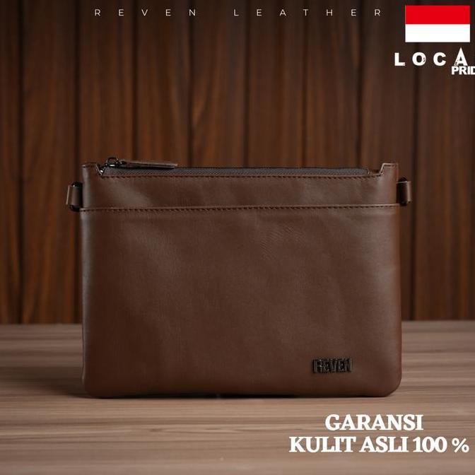 Gabrim- Tas Sling Bag Kulit Asli Pria Clutch Pouch Handbag Leather Reven Adam