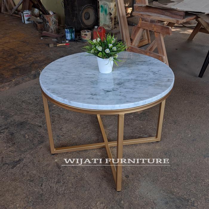 meja tamu marmer bulat, meja tamu marmer minimalis modern Besi