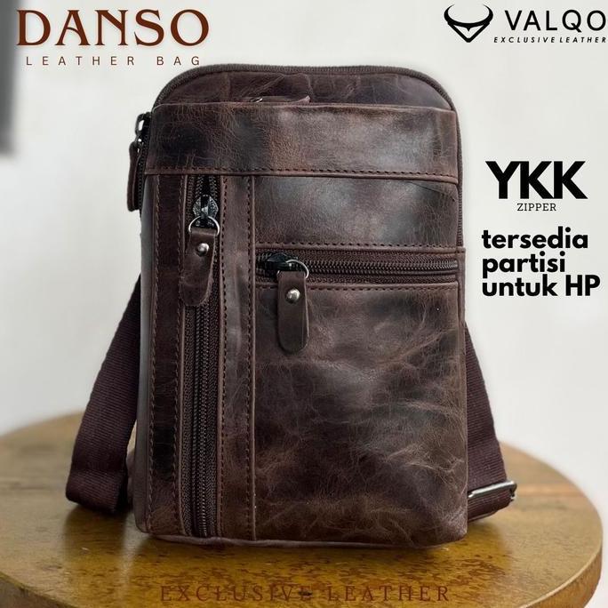 Gabrim- Valqo Danso Tas Kulit Sapi Selempang Kecil Tas Hp Pria Wanita