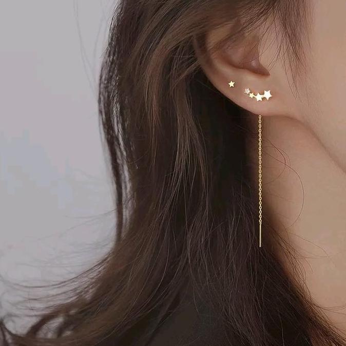 Schmiewen- Pelangi Surabaya - Anting Tusuk Panjang Bitang Bintang Titanium