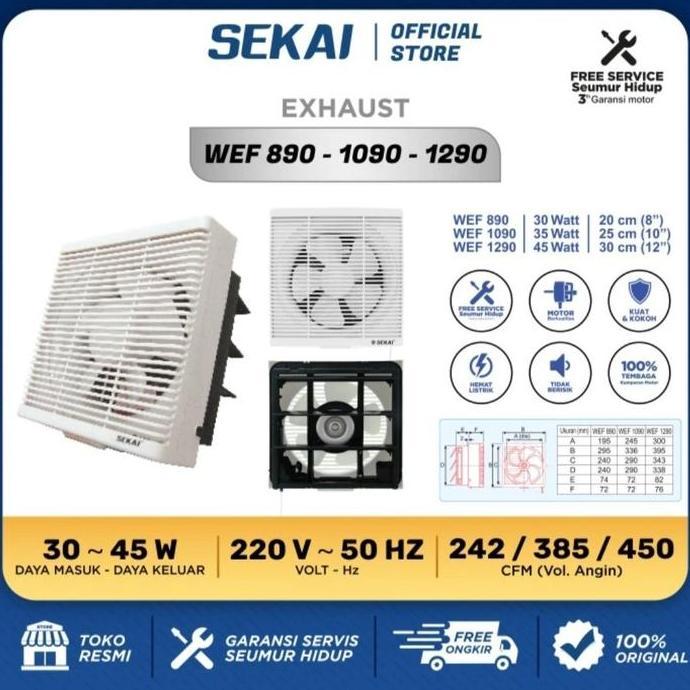 PROMO HARI INI - SEKAI KIPAS DINDING EXHOUSE FAN UKURAN 8"/10"/12"WEF-890-1090-1290