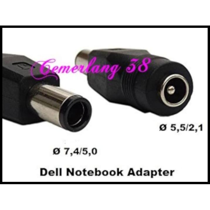 DISKON JACK DC FOR DELL COMPAQ 5.5MM * 2.1MM MALE TO 7.4MM * 5.0MM PIN FEMALE 