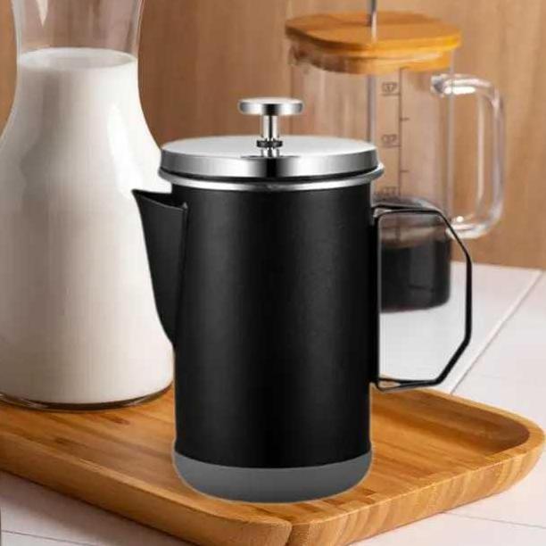 LAZMUHI Alat Pembuat Kopi French Press Lipat 304 Stainless Steel untuk Berkemah Teko Kopi Tuang Tang