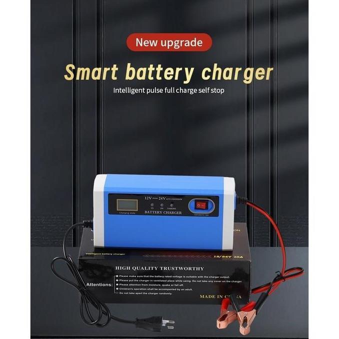 WESELTON Charger Aki Mobil Motor 12V-24V 10A/ Charger Aki Portable 12V-24V 10A Mobil Dan Motor LCD I