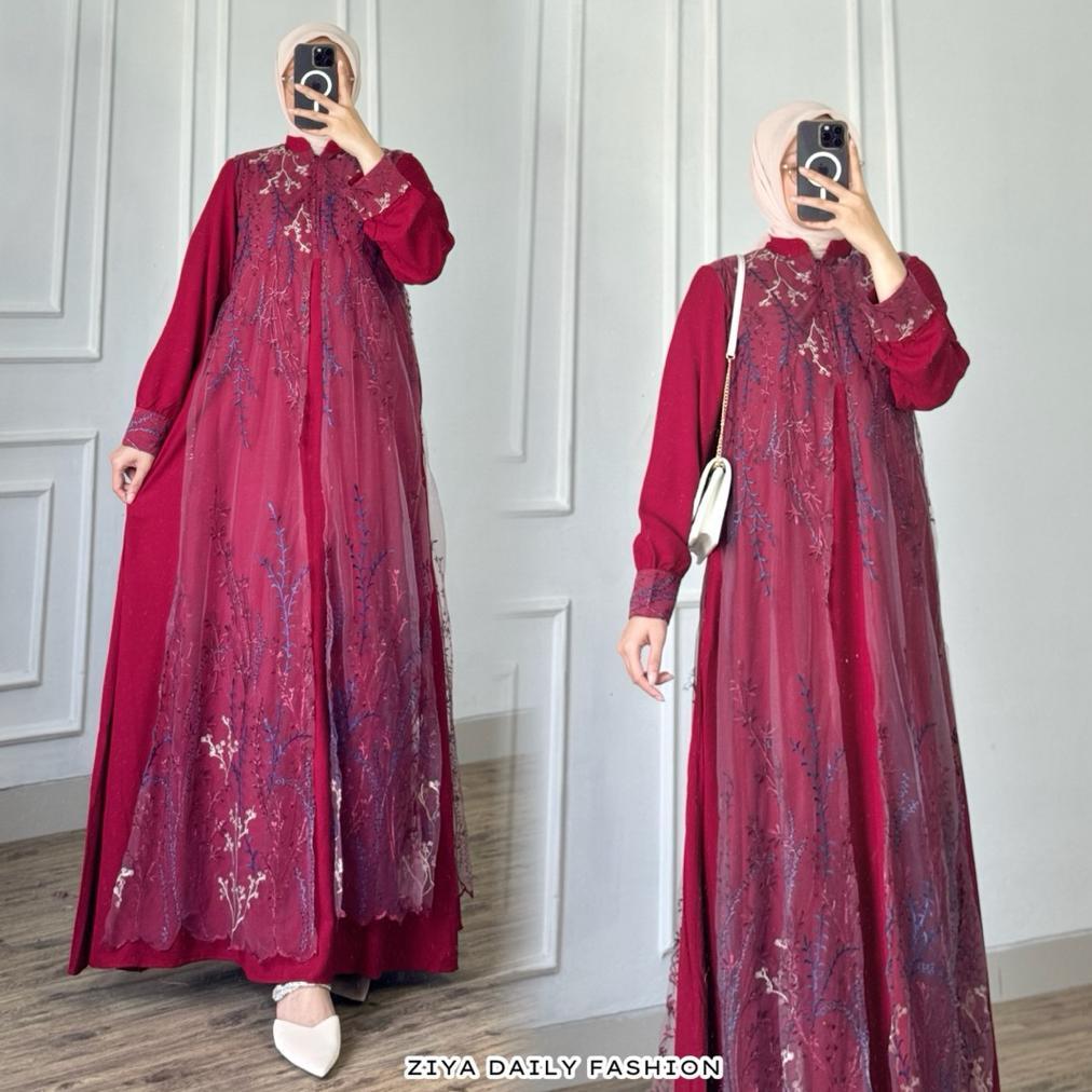 PALING DICARI KIMORA || ELSIRA DRESS By ZIYA ~ Gamis Full Brokat Tille Premium