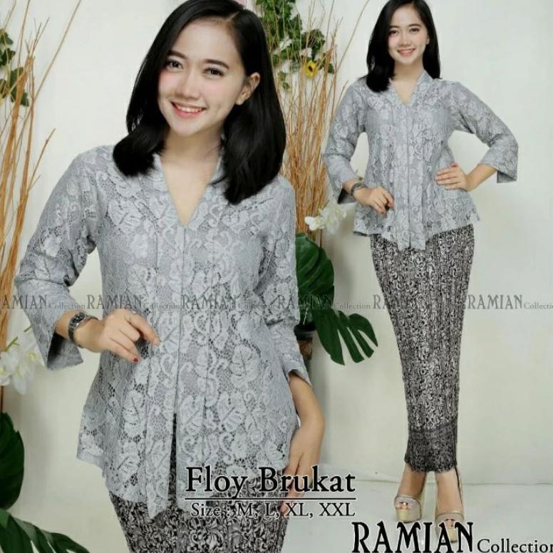 BEST SELLER Set Kebaya Kutubaru Modern Brokat Floy Kebayak Kutu Baru Jumbo 3L Ld 120cm Pakaian Tradi