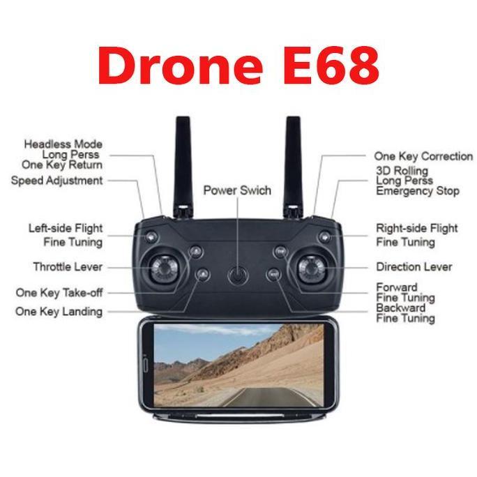 Drone E68 Mini Rc 4K Hd Camera Wifi Fpv App Controle Quadcopter Selfie
