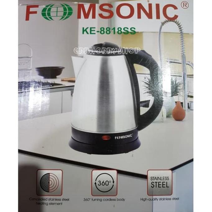 BEBAS ONGKIR - TEKO LISTRIK STAINLESS 1.8 ltr FOMSONIC/PEMANAS AIR/KEETLE/MUG LISTRIK