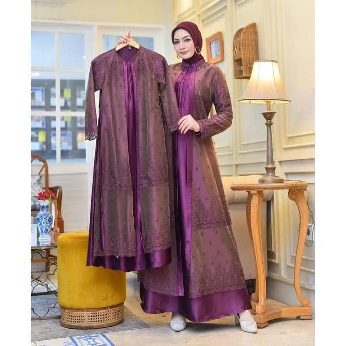 CITRA KEBAYA02 Gamis Couple Ibu Dan Anak Super Mewah Elegan NAGITA Saten Cristal Mix Tille Sapto Bon