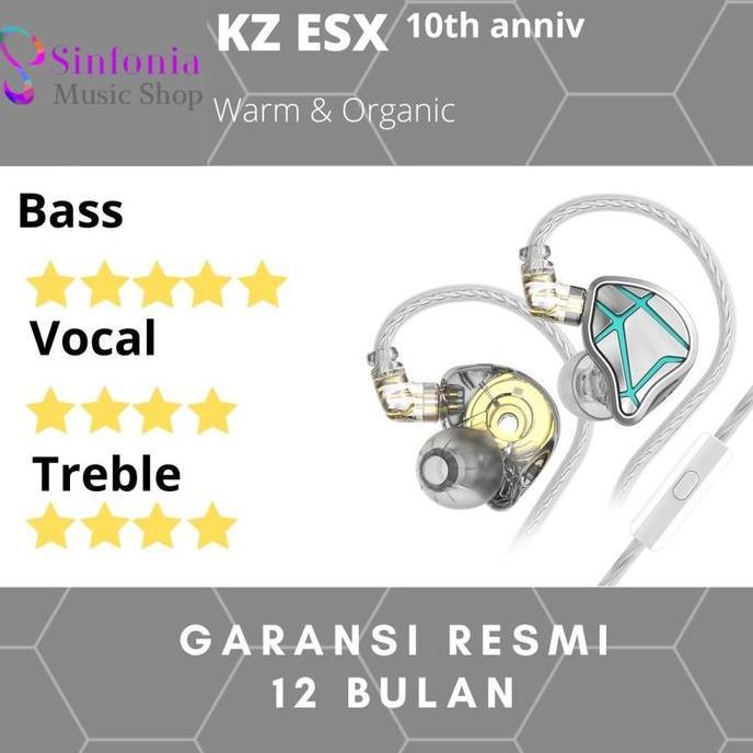 IEM KZ ESX 10th Anniversary BassHead Earphone with Mic and Garansi