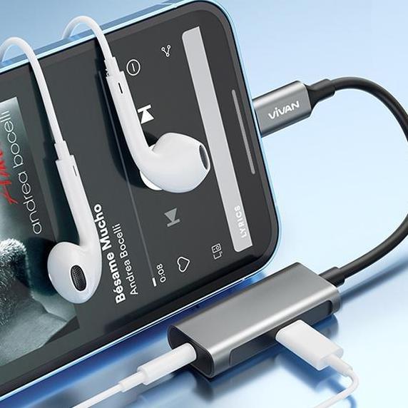 VIVAN Converter Audio Headset Mic Lightning Jack AUX Iphone VAL01 02
