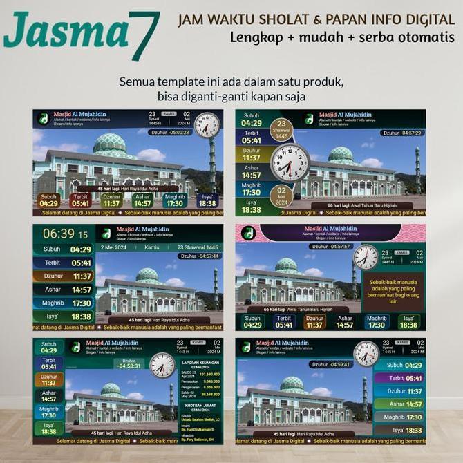 Jam waktu sholat masjid digital otomatis Jasma 7