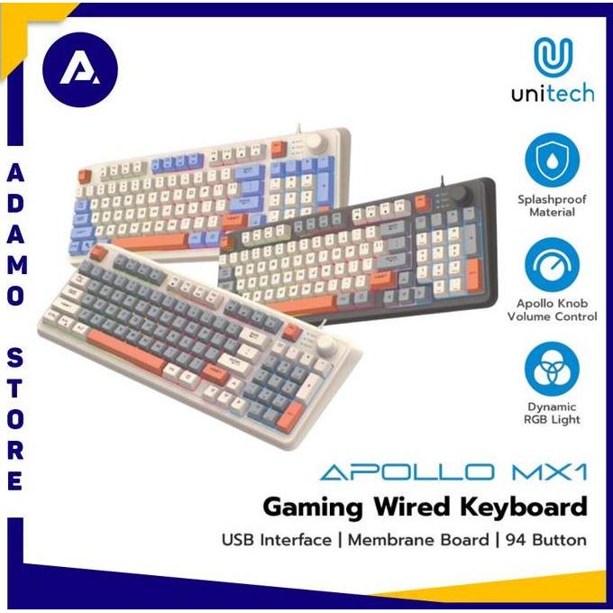 NEW Keyboard Gaming Unitech APOLLO MX1 Wired USB Membrane Keyboard RGB