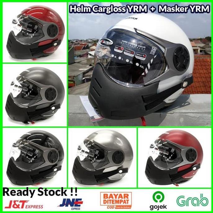 BEBAS ONGKIR - Paket Helm Cargloss YRM Ghotic + Masker PU YRM ( Mask / Bogo / Retro )