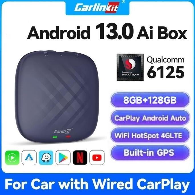 TERBARU - CarPlay AI Box CARLINKIT QCM 6125 GPS Wireless Android, 4G LTE  6+64GB / 8+128GB