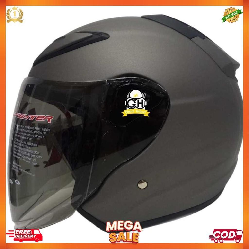 Helm Nhk Half Face Nhk R6 Nhk R 6 Solid Polos Grey Doff Nhk R6 Polos [H2]