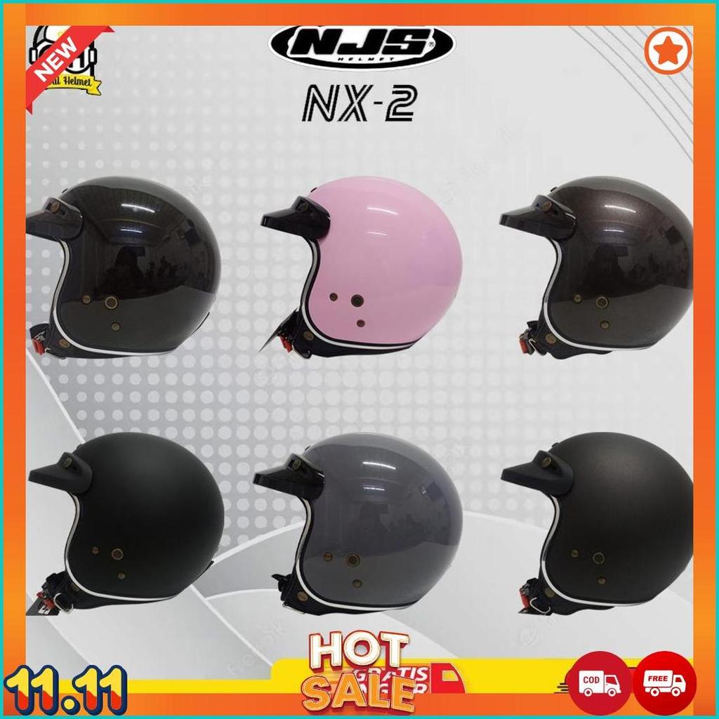 Helm Bogo Retro Njs Nr-80S Solid Original Premium Free Pet Njs (Topi Helm Bogo) Standart Sni Retro B