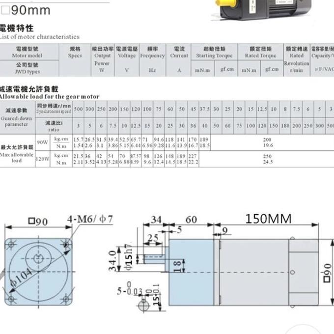 dinamo motor gearbox AC 220v 120watt