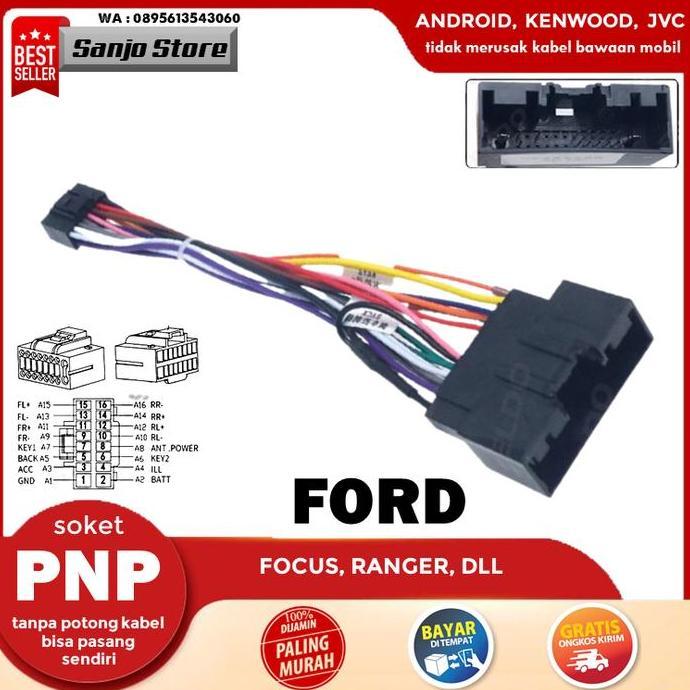 Kabel Audio Soket PNP Head Unit Android Ford Focus Fiesta Ranger