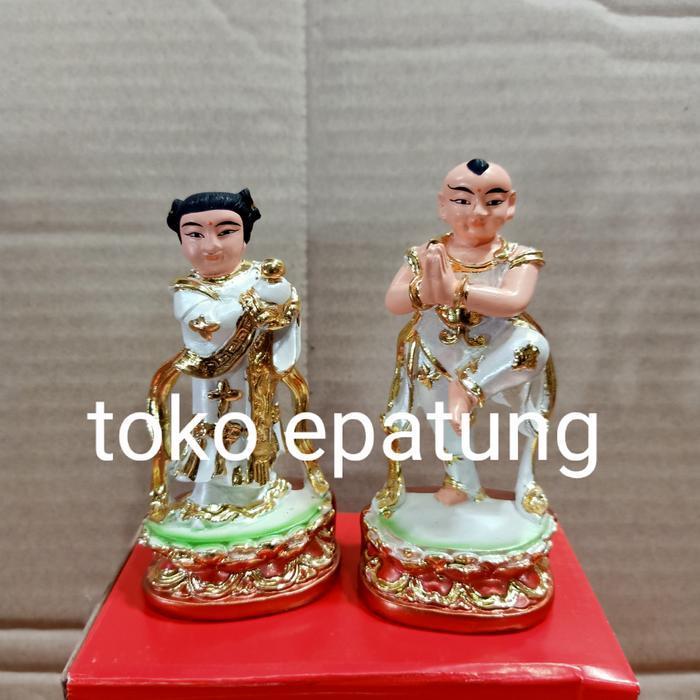 patung pengapit kwan im / kwan in / guan yin putih - fiber - 4 inch