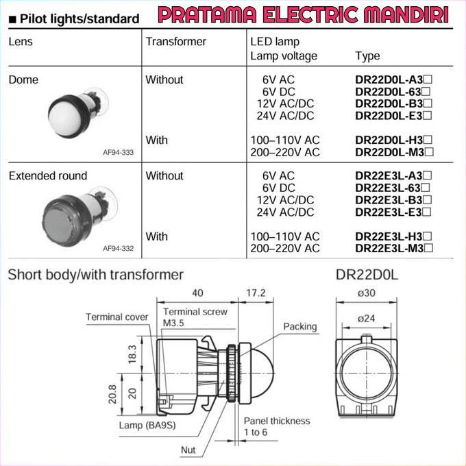 Ready stock FUJI ELECTRIC Pilot Lamp DR22DOL-E3A DR22DOL-E3S