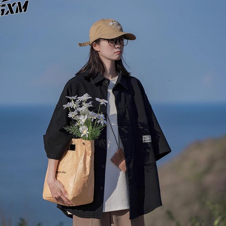 Fast Delivery Kemeja Pria Lengan Pendek Oversize Hijau Kemeja Hitam Style Kemeja Polos Lengan Pendek