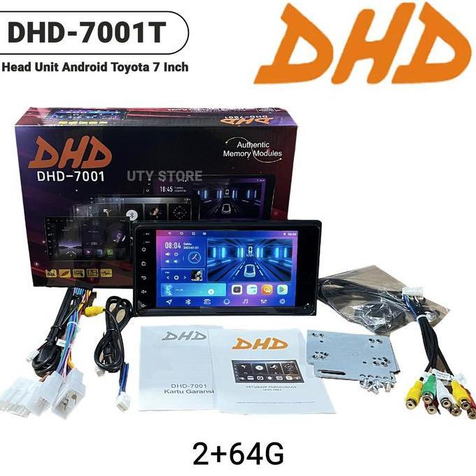 Head Unit ANDROID 7 Inch (Plug and Play Ukuran dan Socket TOYOTA) Double Din Tape Mobil Android DHD-
