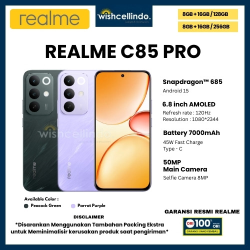 HP REALME C85 PRO 8/256GB, C85 PRO 8/128GB & C85 8/256GB (GARANSI RESMI REALME 1 TAHUN)