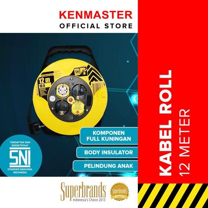 Kenmaster Kabel Roll - 12 Meter / Roll Kabel Listrik / Colokan Listrik Gulung - KBRL020