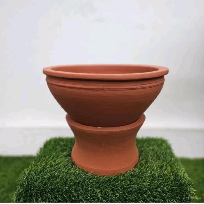 Pot Tanah Liat Tanaman Air + Kaki Dudukan D45T22 / Pot Tanaman / Pot Terakota / Pot Gerabah