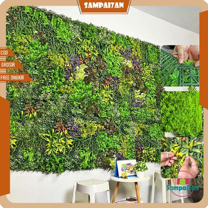Tanaman Rumput Sintetis Artificial Dekorasi Dinding Ruangan Cafe Buatan Ornamen Plastik PBP201