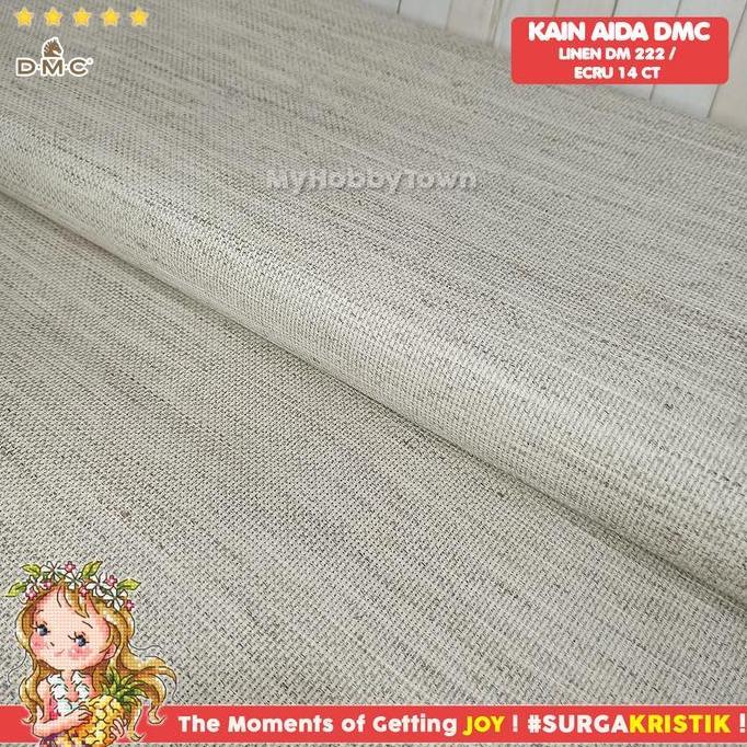 New | Kain Sulam Kristik Strimin Aida 14Ct Dmc Linen Aida - Ecru