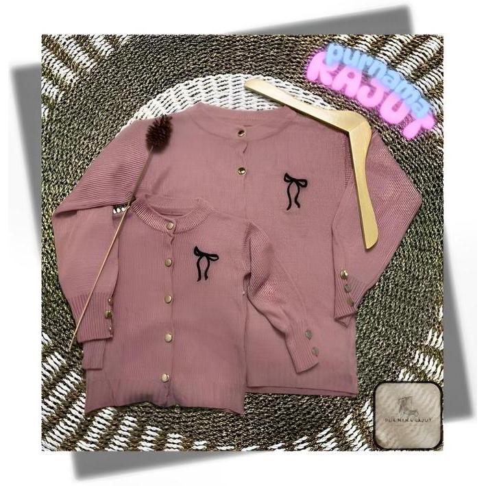 Cardigan Aira Kancing Kombinasi Bordir / Kardigan Pita Polos / Coquette Cardigan Knitwear Wanita Hit