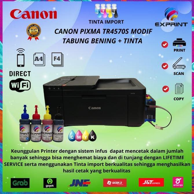 Printer Canon Pixma TR4570s + infus ( print scan copy fax wifi)
