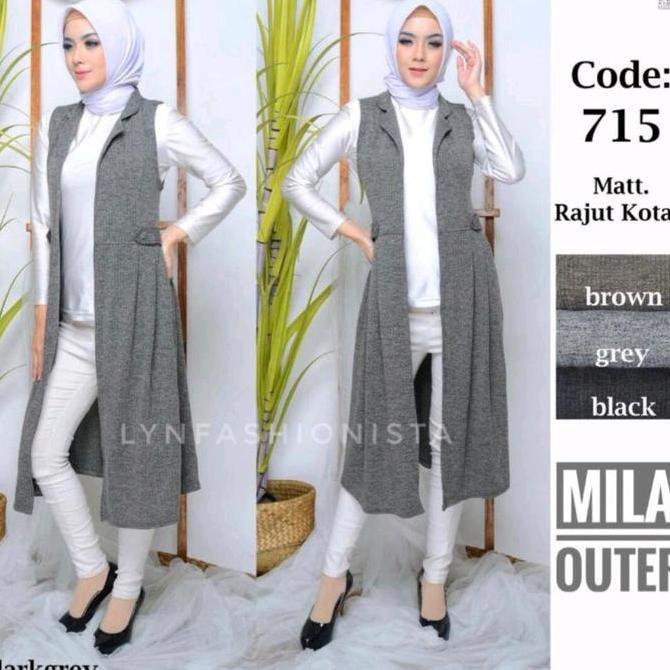 OUTER PANJANG WANITA MUSLIMAH TANPA LENGAN RAJUT TEBAL/MILA LJ