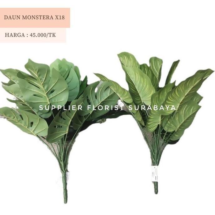 Promo [DAUN MONSTERA / CALATHEA X18] DAUN HIAS RUANG TAMU RUMAH DEKORASI HOME DECORATION DAUN PLASTI