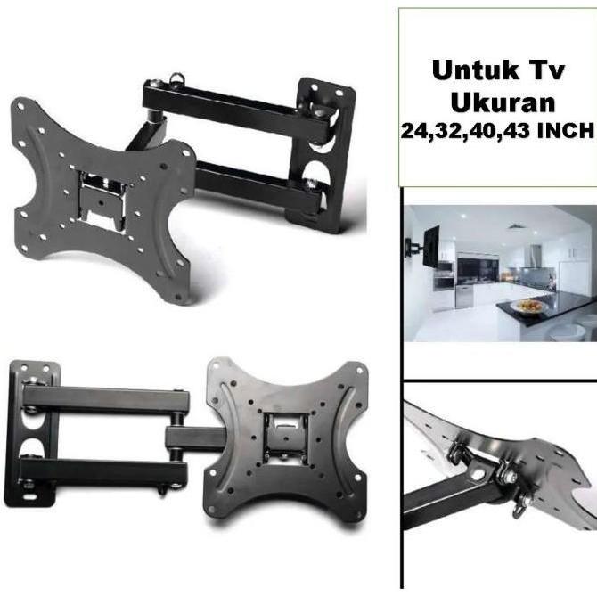 TERLARIS BRACKET TV LED LCD 32-43 INCH BRAKET BREKET TARIK ULUR PUTAR 14-43''