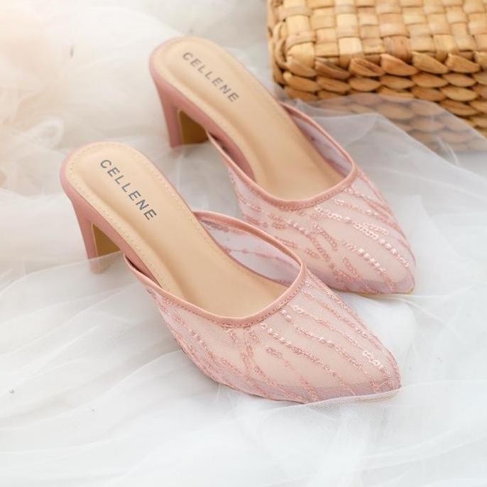 Cellene Hawa Lace Heels 37-42 Shoes Wanita