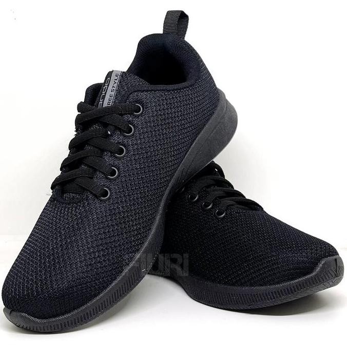 Fiuri - Ando Original - Emilia 33-43 Full Hitam - Sneakers Sport Kanvas Sol Karet Anak Perempuan - S